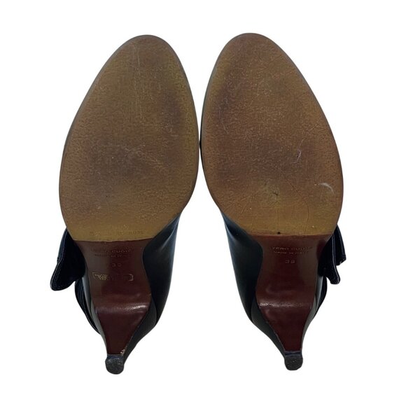 L’Autre Chose Black Leather Bow Detail High Heels Size 38 (US 7.5) - Picture 6 of 9